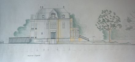 Ontwerpschets noordgevel en zij-entre
