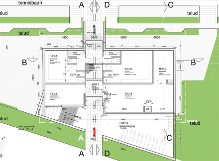 Plattegrond souterain (kleedkamers)